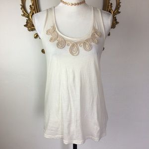 Anthropologie | Lilka Sparkly Ivory Tank Top Sz S
